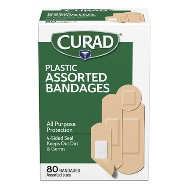 Plastic Bandages, Assorted Sizes, 80 count